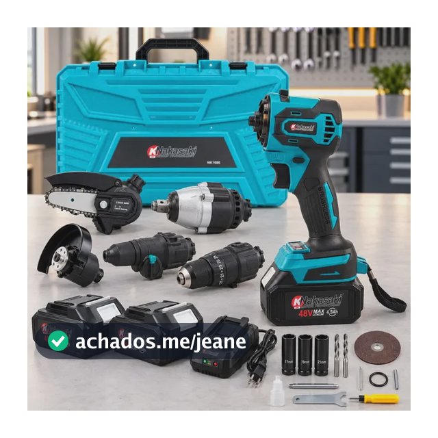 Kit Ferramentas 5 Em 1 Brushless 48v 2 Baterias Maleta