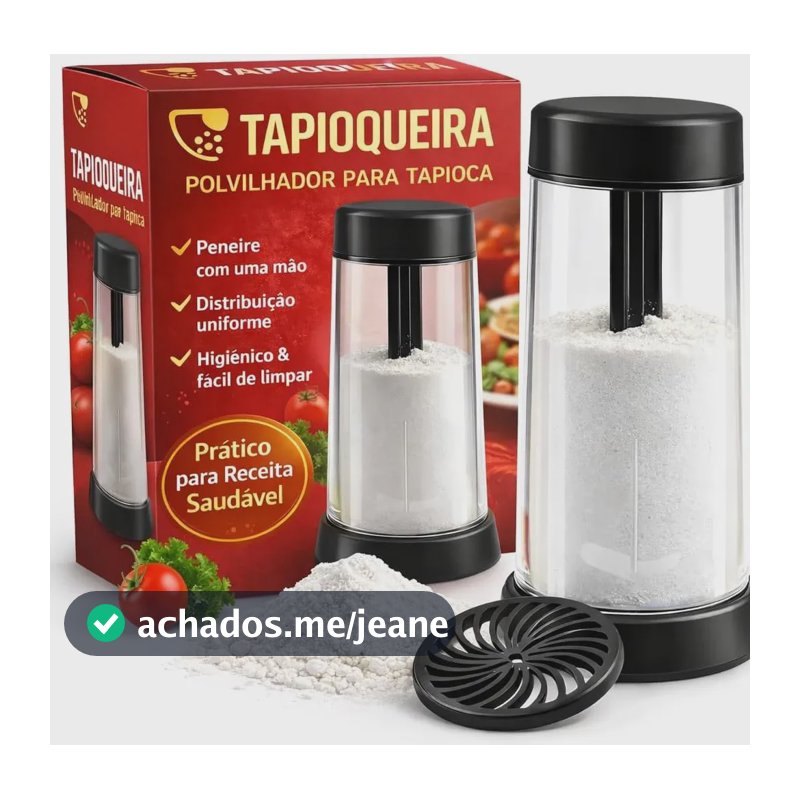 Tapioqueira Polvilhador 2 Em 1 Com Tampa Peneira Para Tapioca Goma Polvilho Farinha Dispenser Manual Para Beiju Panqueca Cozinha Saudável Prática Fácil De Usar Limpar Resistente Premium