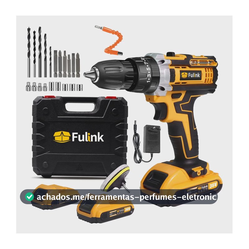 Parafusadeira Furadeira Impacto Fulink Profissional Fk90pt Amarelo 127/220v 60hz