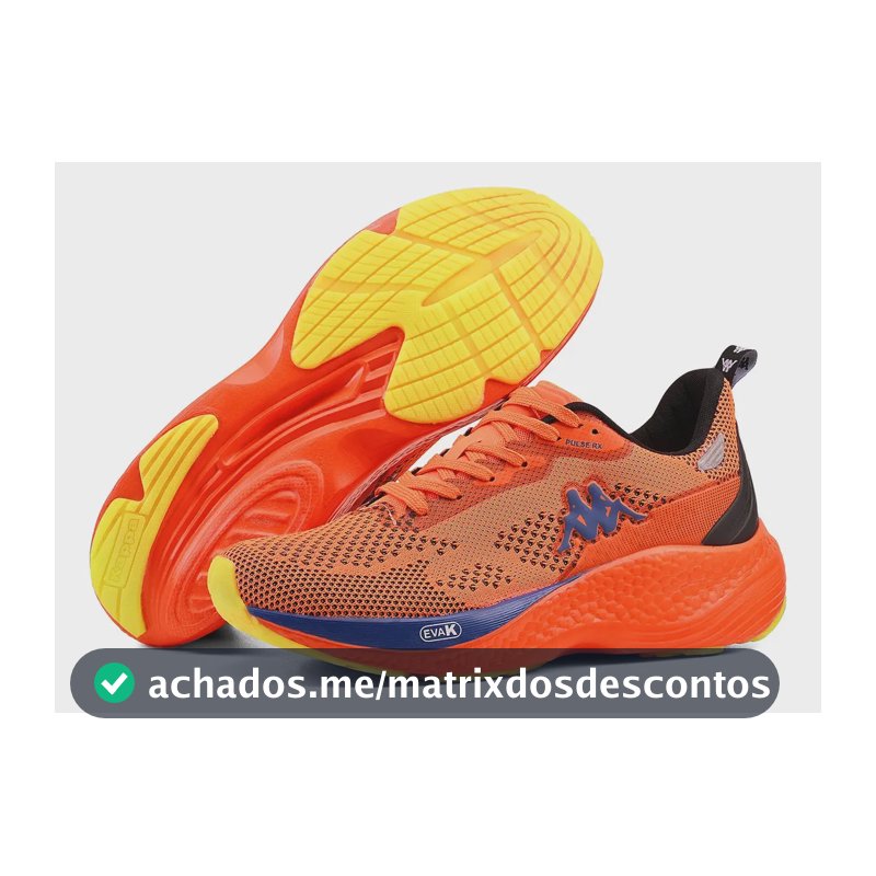 Tênis Kappa Pulse Rx Unissex Corrida Conforto Laranja-royal 41