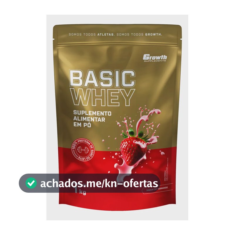 Basic Whey 1kg Growth Supplements Morango