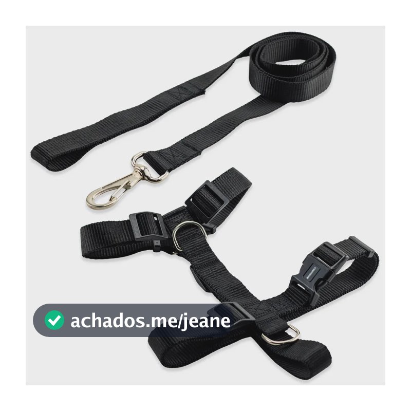 Coleira Peitoral Com Guia Para Cachorro Pet Cães Blisdog Cor Preto Tamanho Grande