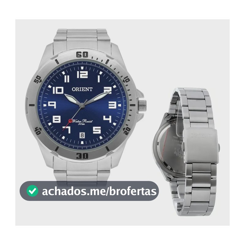 RELOGIO ORIENT MASCULINO ANALOGICO PRATEADO MBSS1155A D2SX