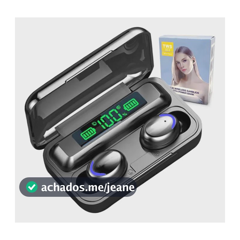 Fone De Ouvido Bluetooth 5.1 Sem Fio F9-5 Carregador De Celular Cor Preto