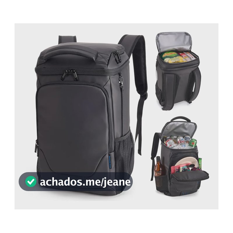 Mochila Bolsa Térmica Cooler Impermeável Bebidas Comida Preto