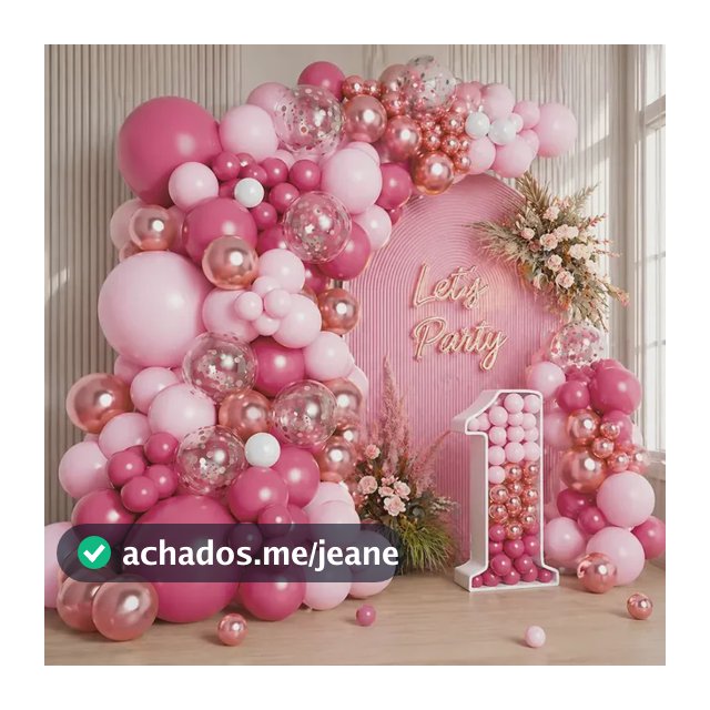 Kit 145 Balões Rosa Rose Gold Decoração Chá Bebê M1012-rosa Sortido