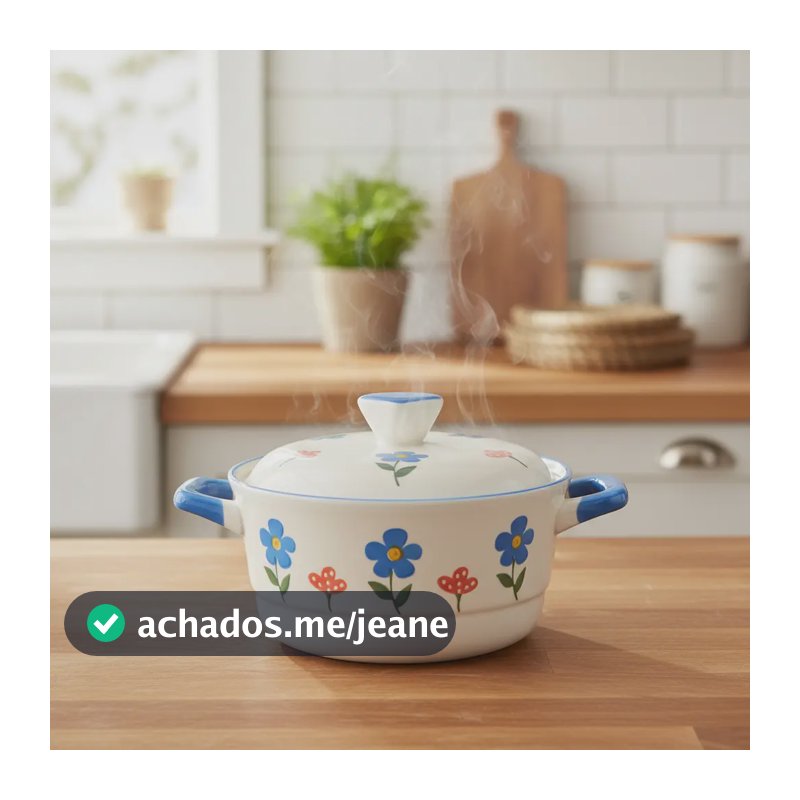 Panela Caçarola Flores 1600ml Em Cerâmica