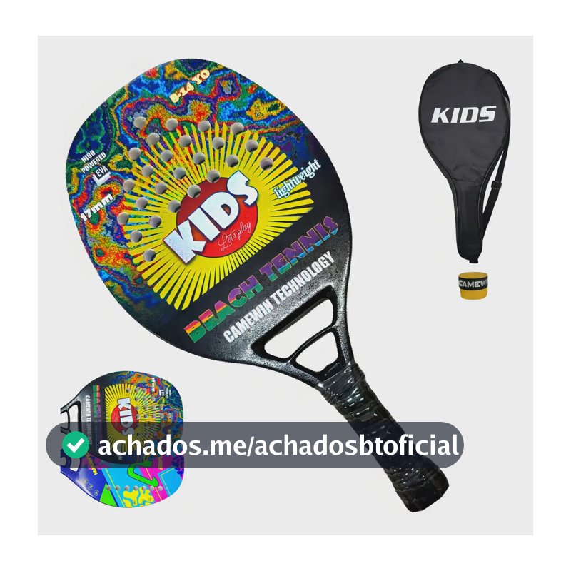 Raquete Beach Tennis Kids Infantil Criança Mais Leve E Fina Cor Preto