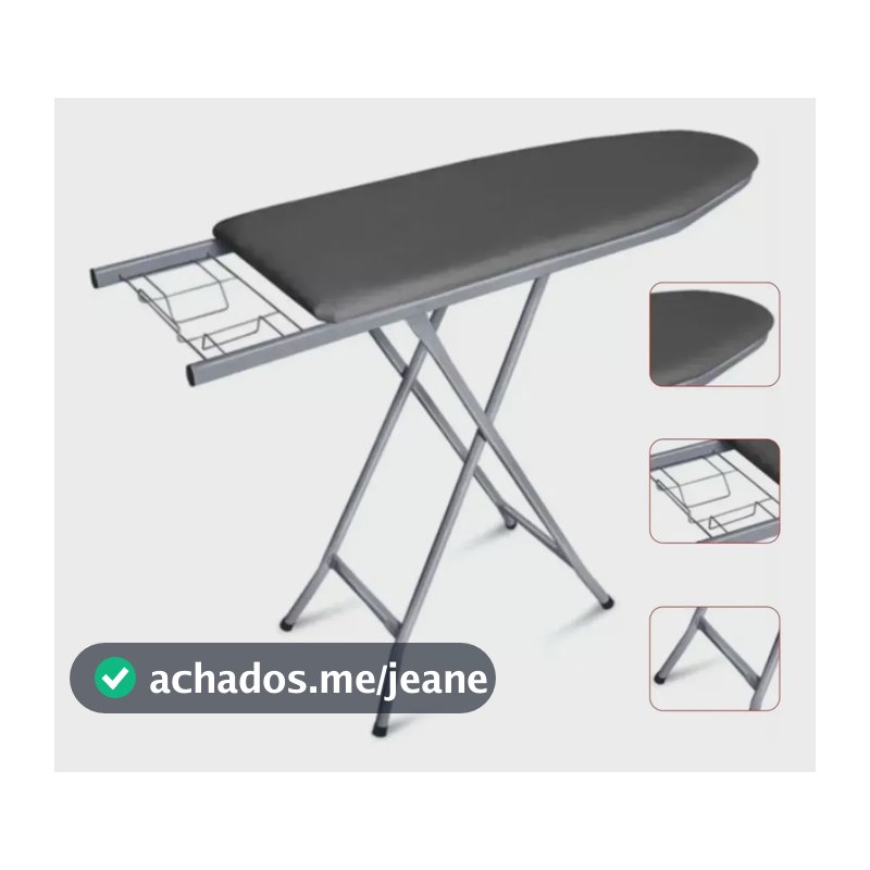 Tábua De Passar Roupa Extra Forte Grande Mesa Passadeira Lisa Cinza-escuro