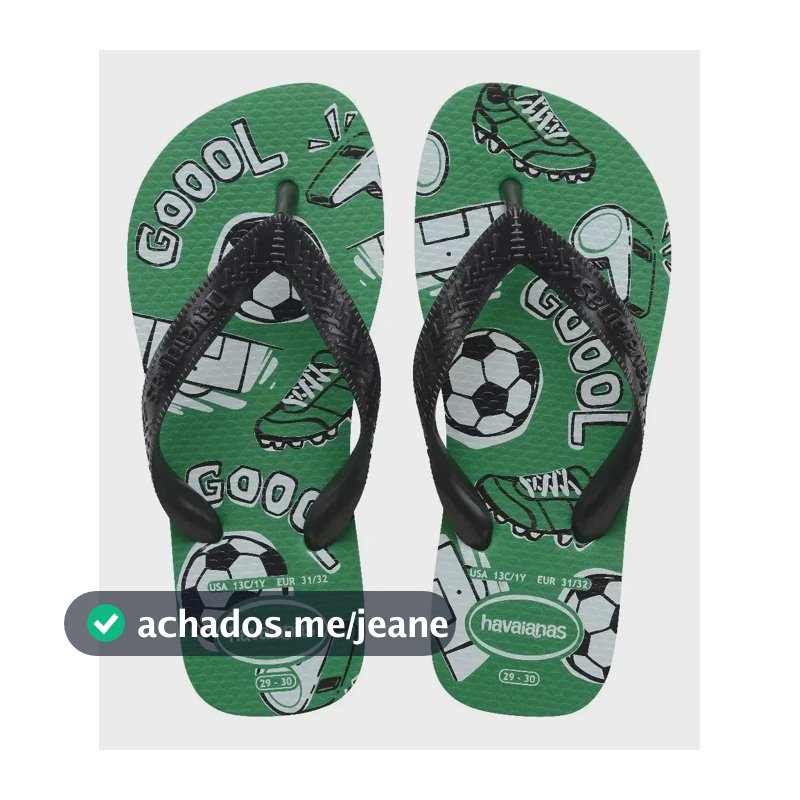 Chinelo Havaianas Kids Athletic Infantil - Menino Verde Futebol/bola/gol 31.32 Br