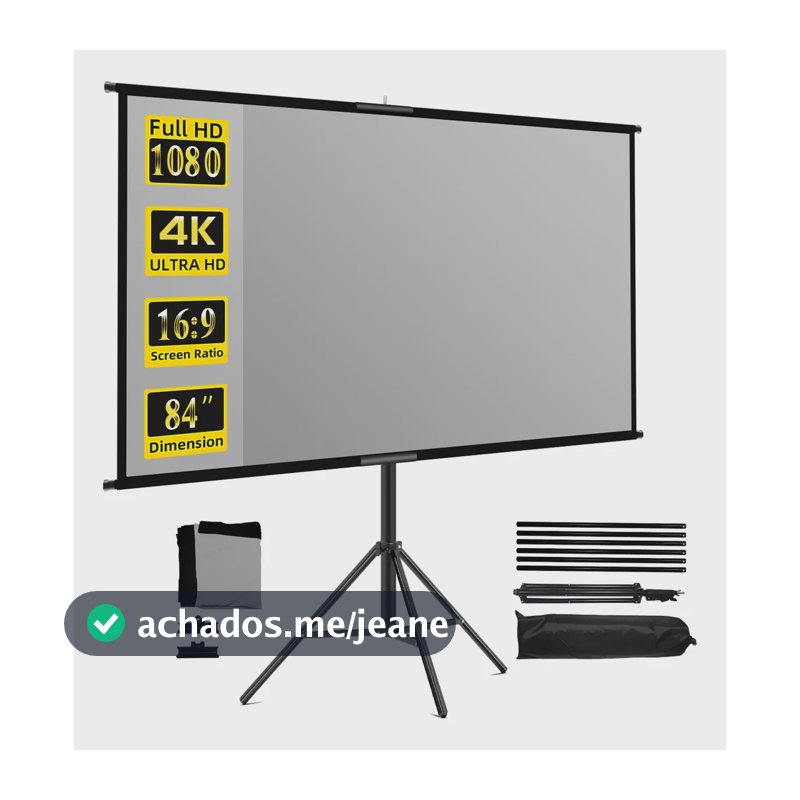 Tela De Projeção Reflexão 84 Polegadas Com Suporte 0