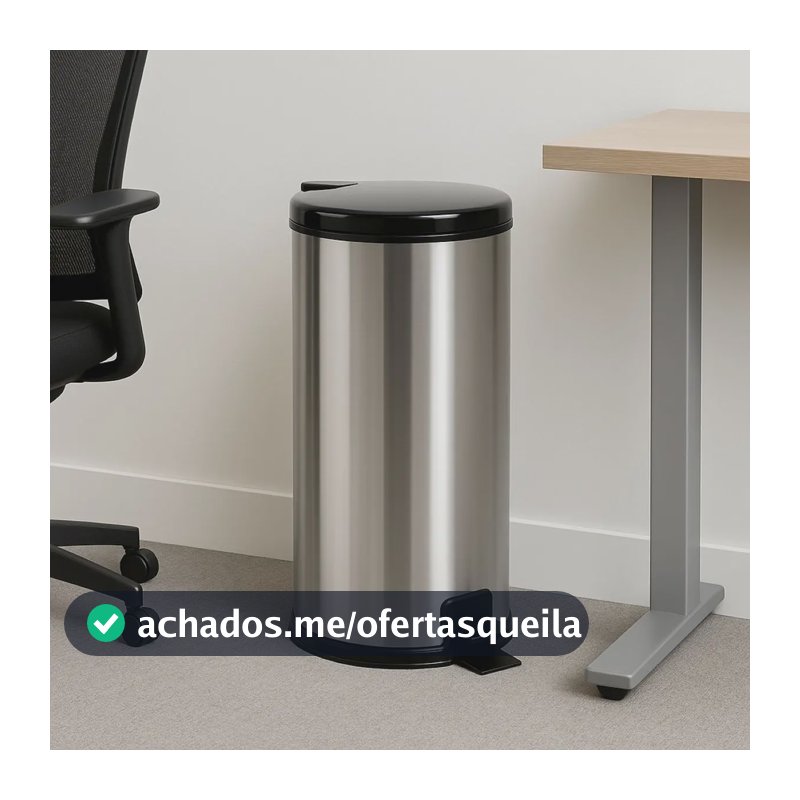 Lixeira Inox 20l Pedal Tampa Antiodor Cozinha Banheiro Preta Preto