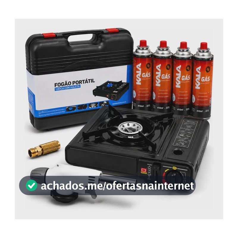 Kit Fogareiro Fogão Portátil Camping Com Gás E Maçarico 2.9 Kw
