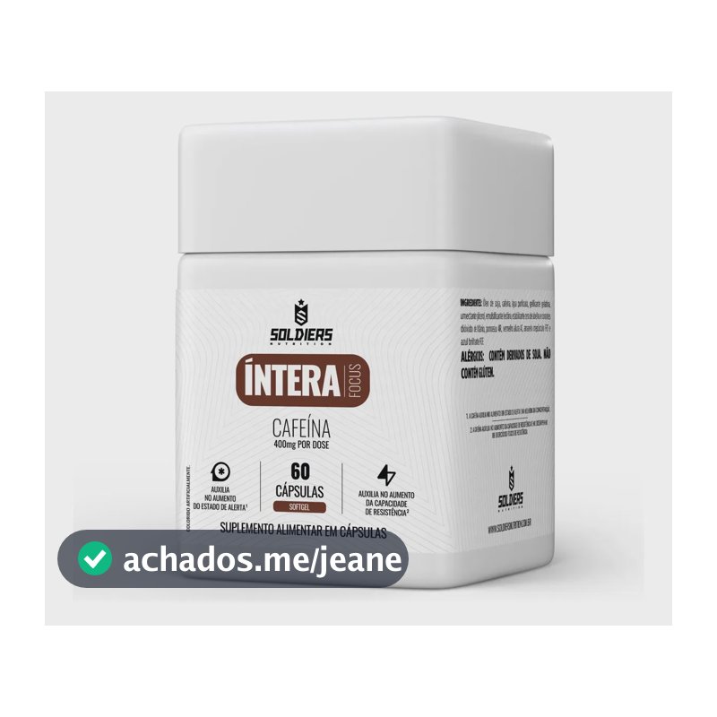 Termogênico Cafeína Foco Concentração 60 caps Softgel Íntera Focus Energia Treino - Soldiers