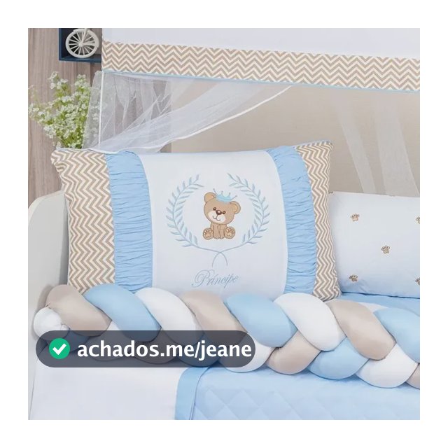 Kit Berço Trança Azul Urso Menino E Menina Masculino