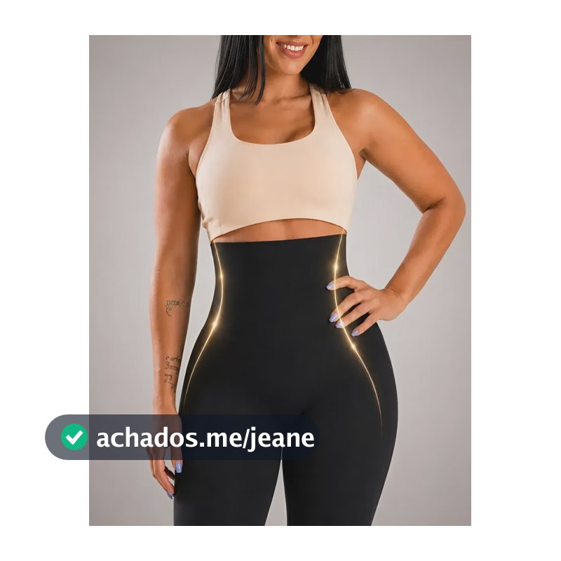 Calça Legging Modeladora Cós 21cm Suplex Zero Transparência Preto Black Xg