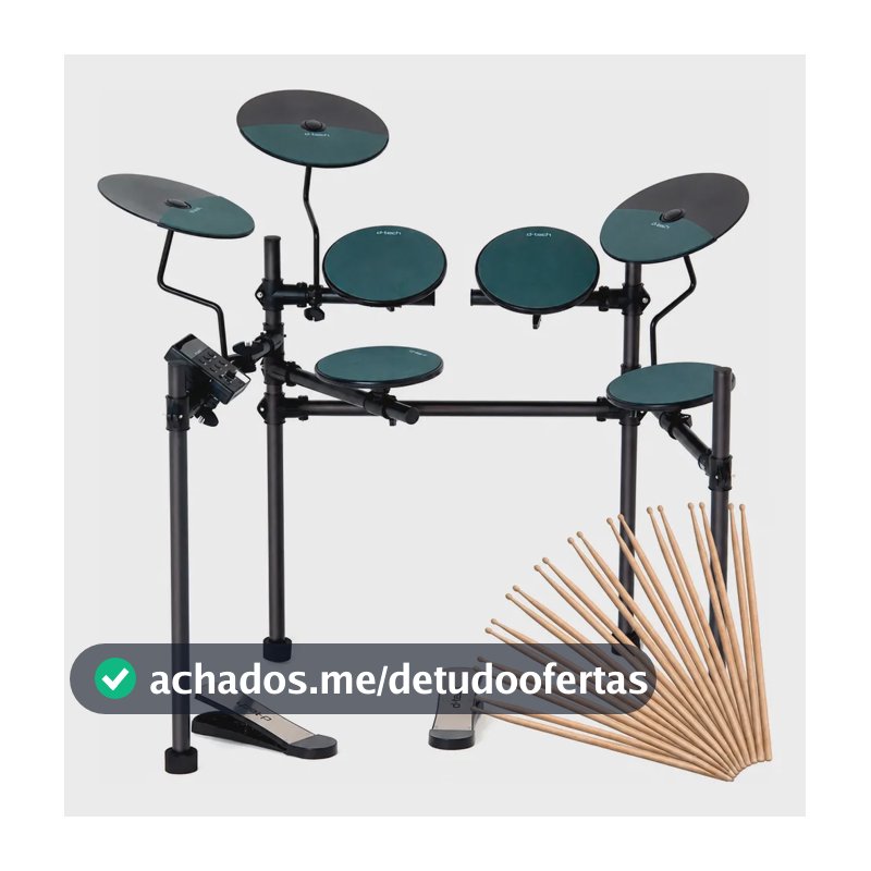Bateria Eletrônica D-tech Pulse P/ Estudo + Baquetas Brinde Preto