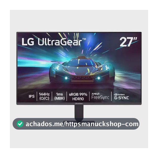 LG UltraGear Monitor Gamer 27" - IPS, 144Hz (O/C), 1ms, (MBR), Full HD (1920x1080), HDR10 NVIDIA G-SYNC AMD FreeSync, Preto - 27G411A