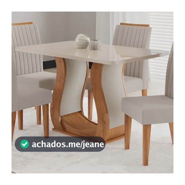 Mesa De Jantar 120x80,7cm Tampo Com Vidro 4 Cadeiras Fg