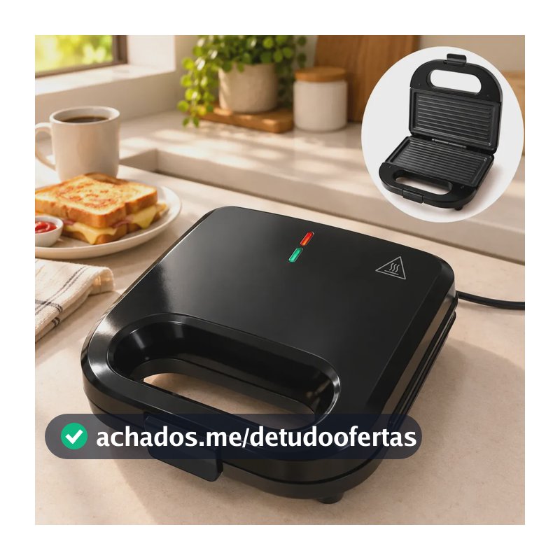 Sanduicheira 2 em 1 Elétrica Grill Antiaderente 750W