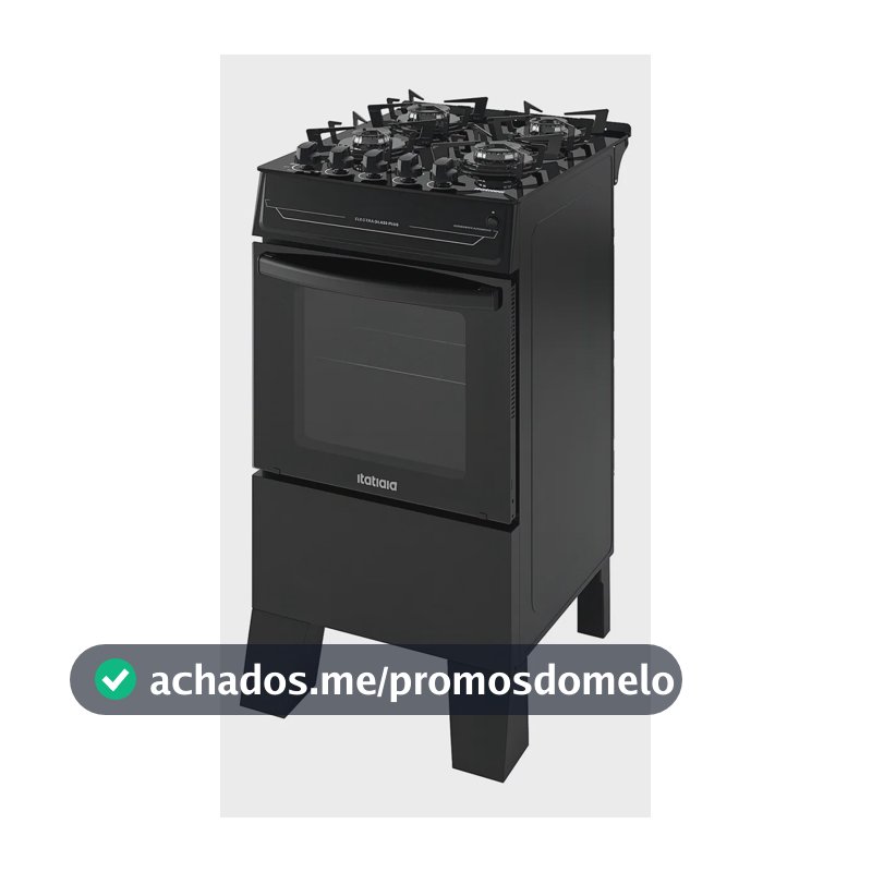 Fogão 4 Bocas Itatiaia Vidro Temperado Electra Glass Plus Preto
