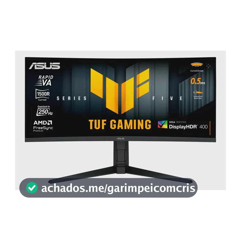 Monitor de jogador Asus Tuf VG34WQML5A 34 Wqhd 250 Hz 0,5 m preto curvo