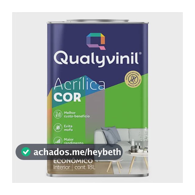 Tinta Qualyvinil Acrílico Mais Rendimento Econômica Parede Acabamento Fosco Cor Branco | Lata 18 Litros