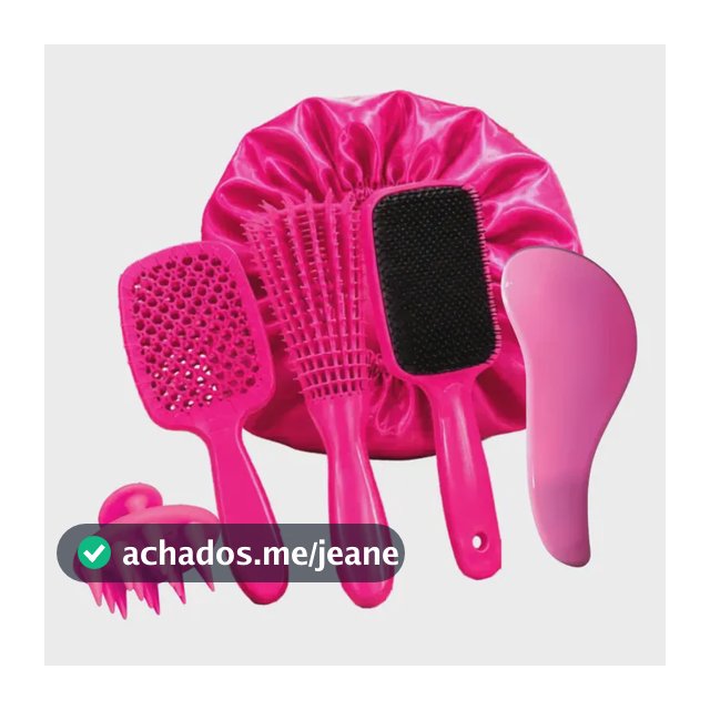 Kit 5 Escovas Cabelo Escova Polvo Mágica Raquete Vazada Touc Pink