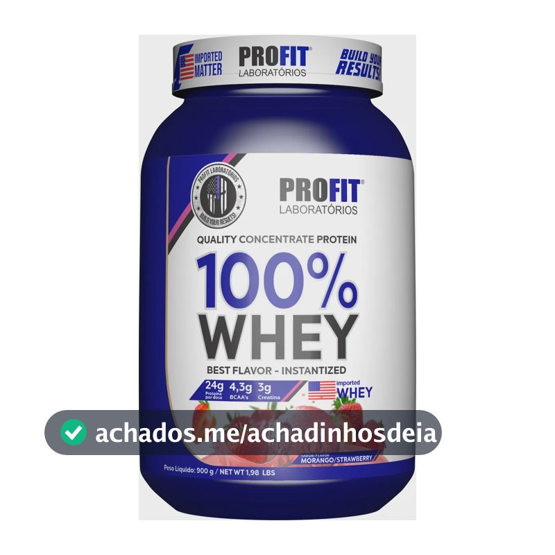 Whey Concentrado 100% Quality com Creatina BCAA Profit Pote 900g Sabor Morango