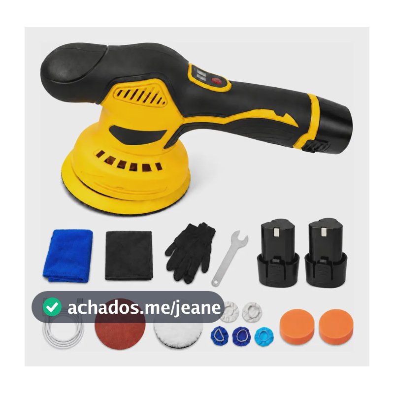Politriz E Lixadeira Automotiva Sem Fio 12v 2baterias Type-c Amarelo 127/220v