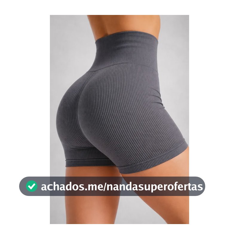 Shorts Fitness Canelado Sem Costura Academia Feminino Treino Cinza G-gg