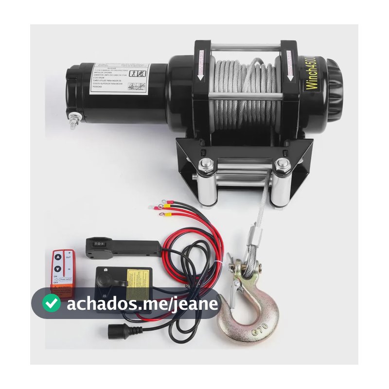 Guincho Elétrico 4500lb/2041 Kg Quadriciclo Jipe Troller 12v 12v