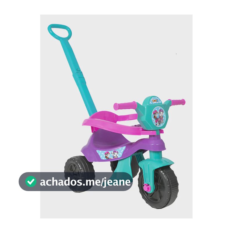 Motoca Triciclo Infantil Com Protetor Empurrador Pedal Kendy Cor Púrpura