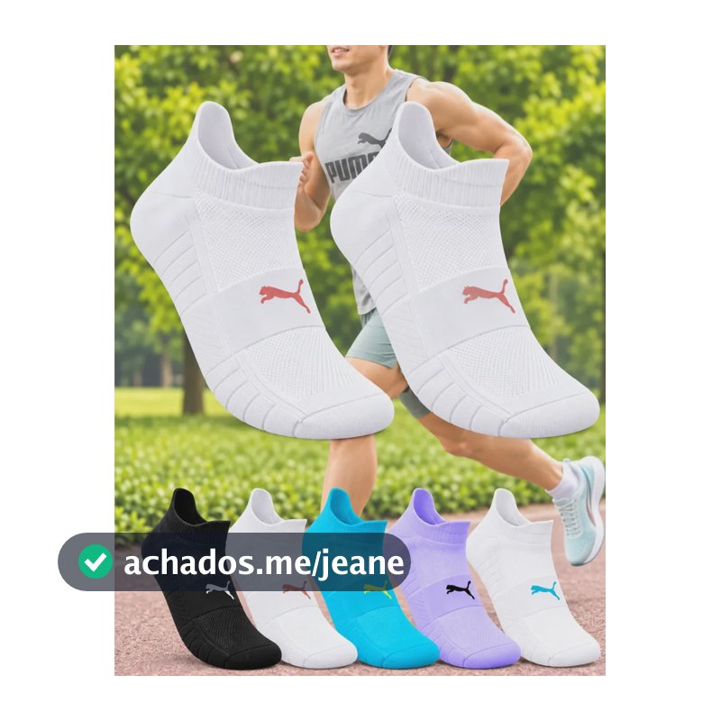 Meia Puma Poliamida Esportiva Corrida Dry Academia Soquete Branco/melancia M (34-39)