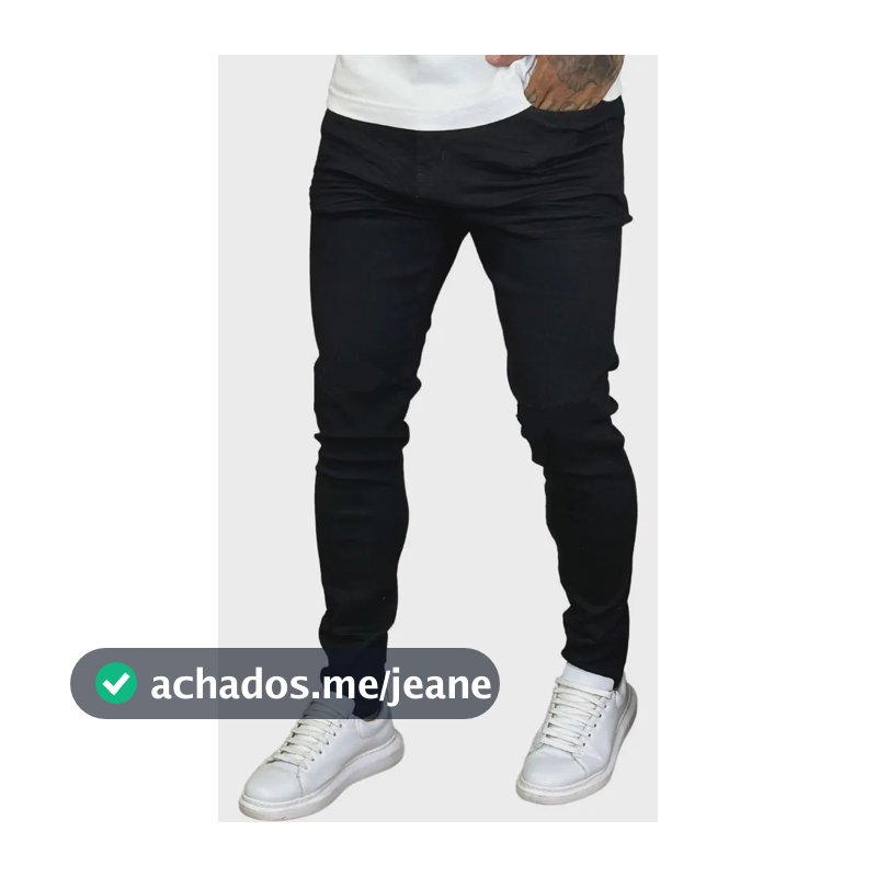Calça Skinny Preta Masculina Jeans Com Elastano Lycra Preto 40