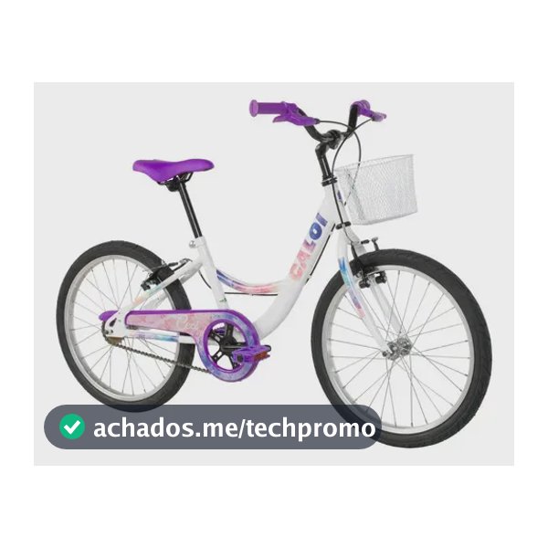 Bicicleta Infantil Caloi Ceci Aro 20, Quadro Rebaixado, Cestinha, Freio V-Brake, Protetor de Corrente, Passeio e Lazer