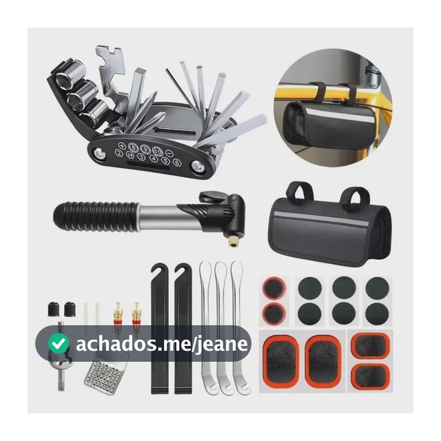 Kit Ferramentas Reparo Bicicleta Com Bomba E Remos