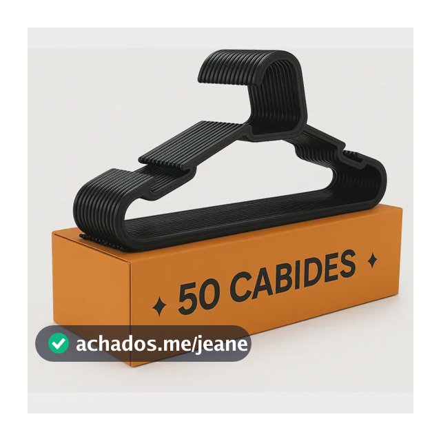 Kit 50 Cabide Adulto Preto Reforçado Organizador Combate