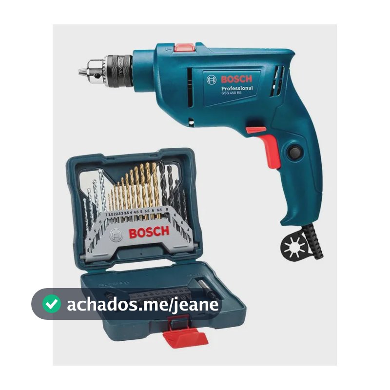Furadeira Industrial Impacto Rev 450w Gsb 450 Re Bosch + Kit