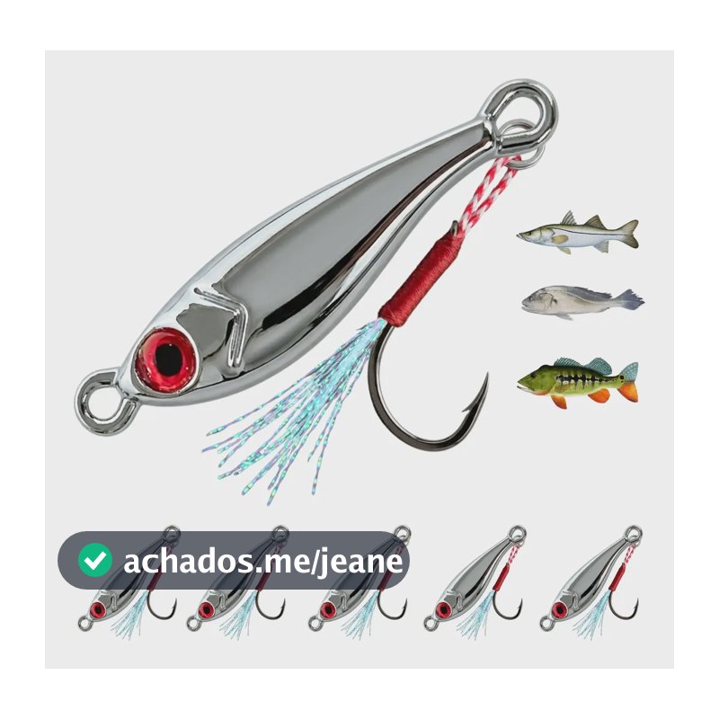 Kit 5 Micro Jig Cromado Pindoquinha + 5 Suporte Hook Premium 05gr Cromado