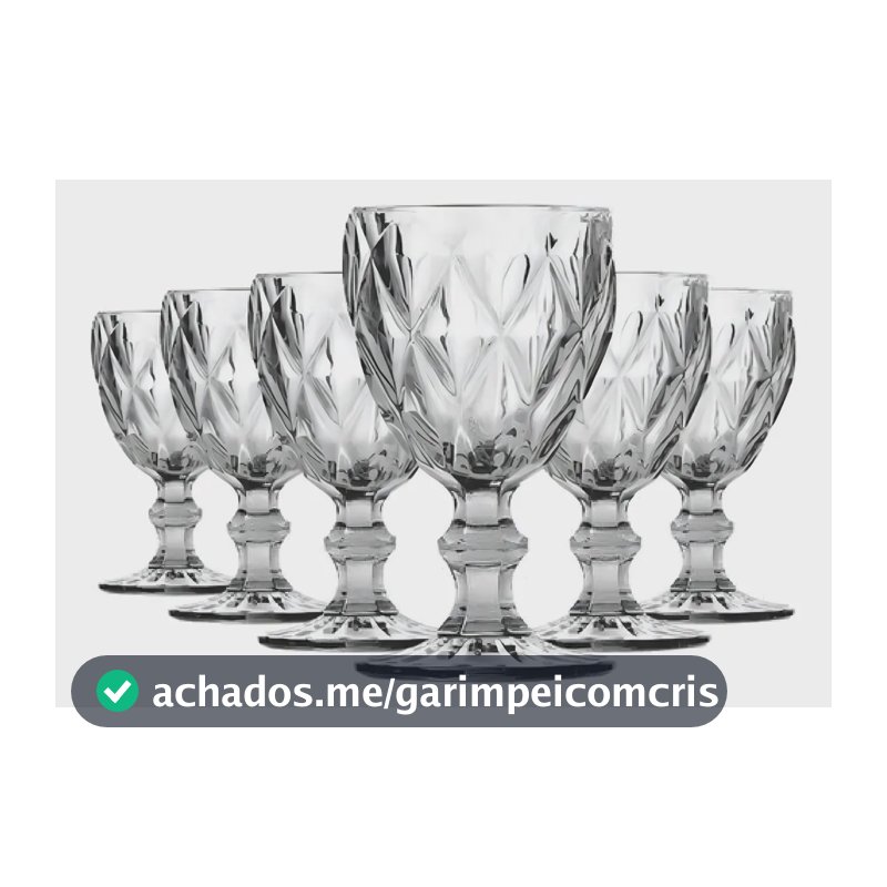 Jogo De Taças Bela Flor Vidro Diamond 330ml C/6 Incolor Lava-louças