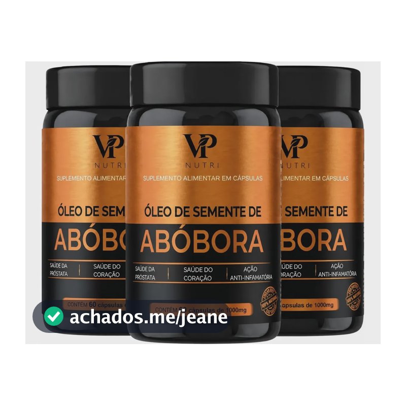 3x Óleo De Semente De Abóbora 1000mg 60 Cápsula Gel Vp Nutri 3 Potes