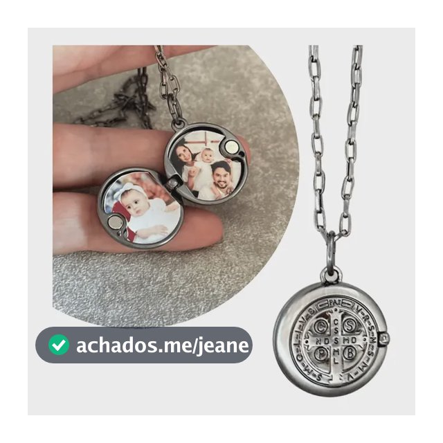 Colar Masculino Relicário São Bento 2 Fotos Grátis Presente