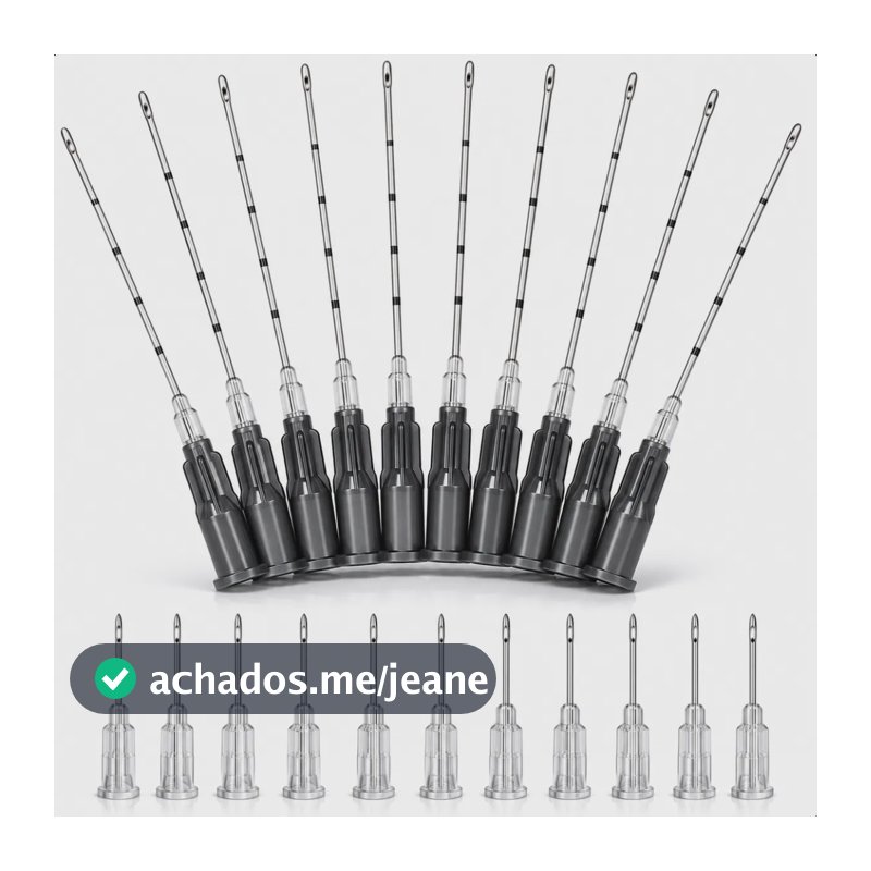 Kit C/ 10 Micro Cânula 22g X 50mm + Agulha Pertuito Maleável