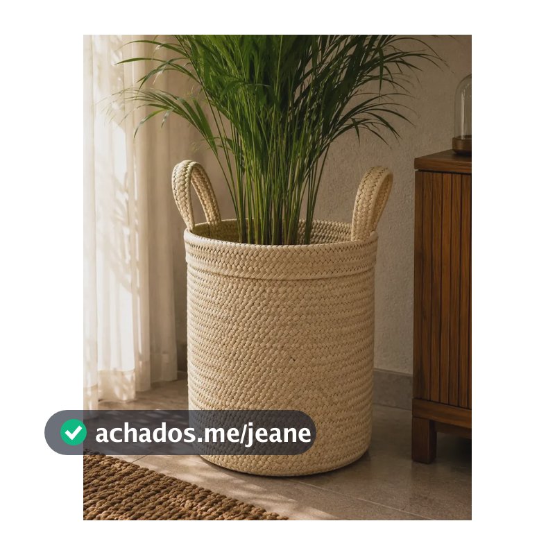 Cesto Cachepot Palha Planta Artesanal Decoração Organização Bege