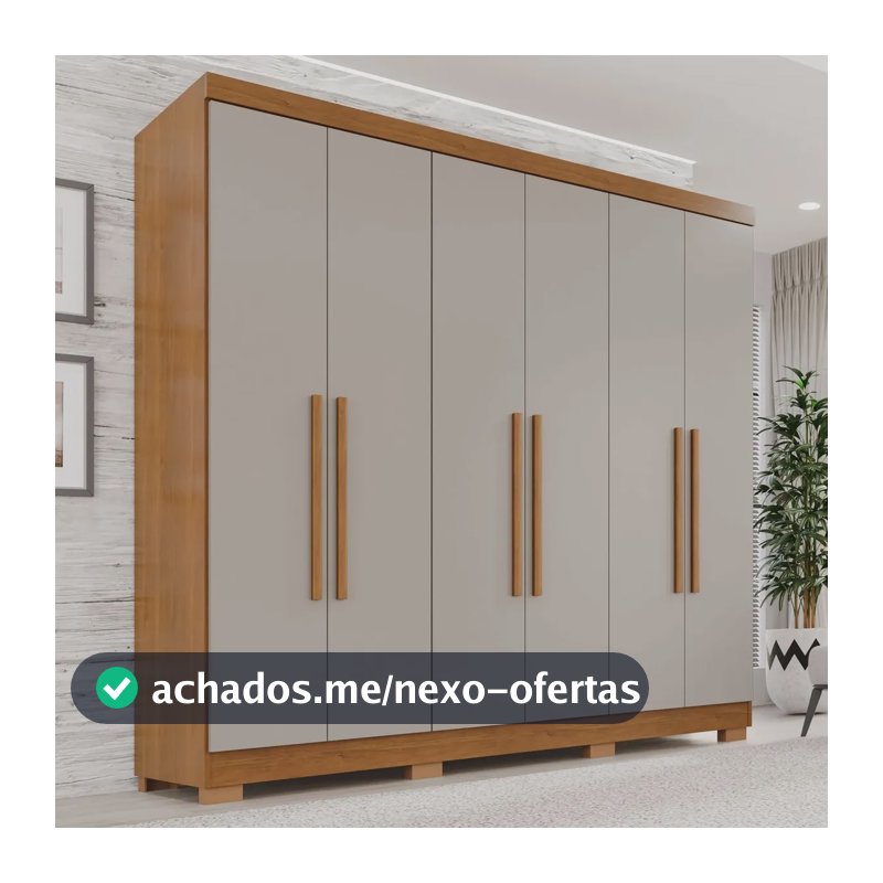 Guarda-roupa Casal 6 Portas 2 Gavetas França Espresso Móveis cor cinamomo off-white