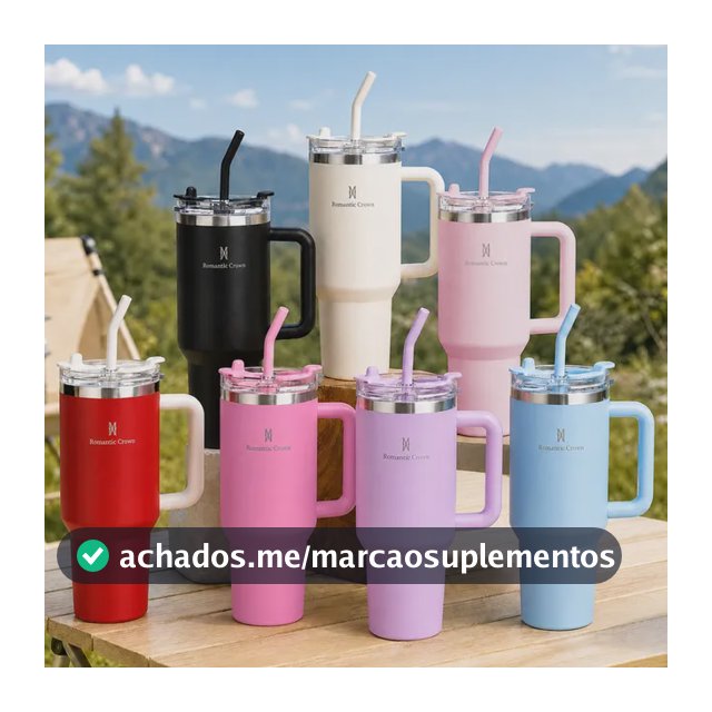 Copo Térmico Gigante 1,2l Inox Com Tampa E Inox Canudo