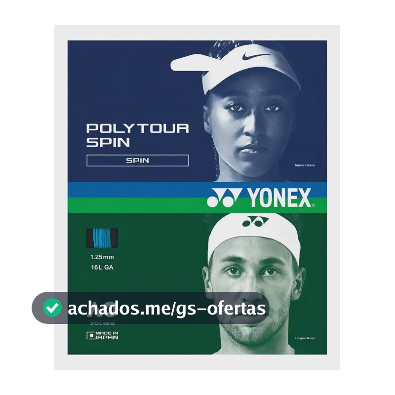 Corda Yonex Poly Tour Spin Azul Set Individual 16L 1.25mm
