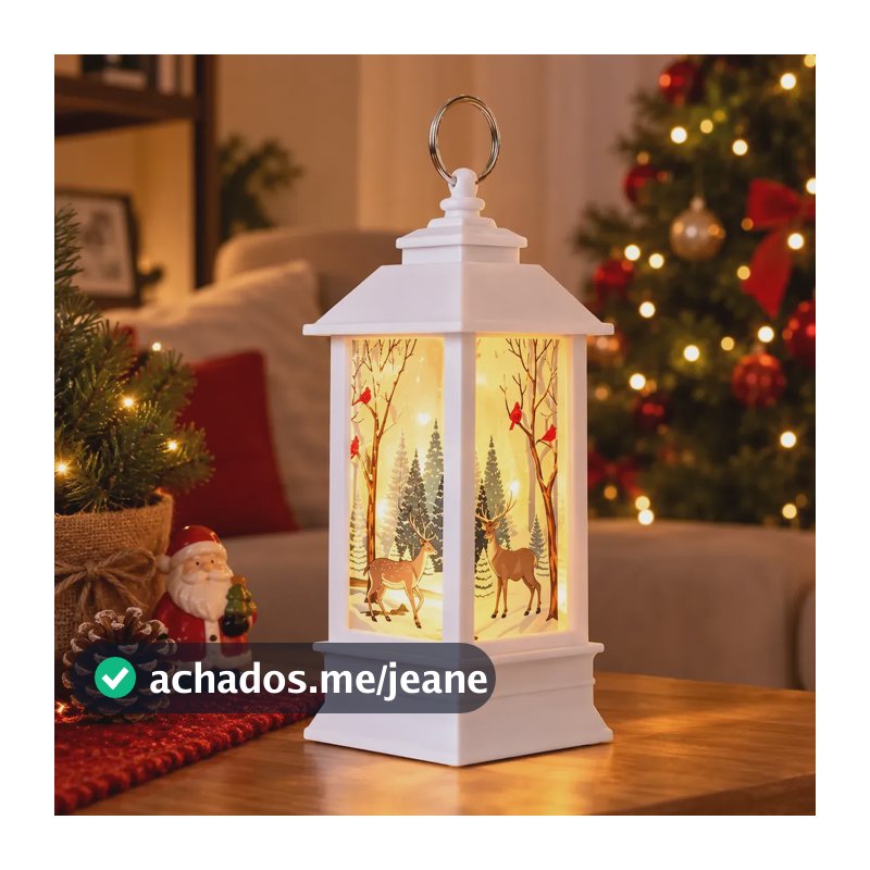 Enfeite Natalino Lamparina Nevada Decoração De Lanterna Nata Branco