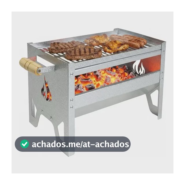 Churrasqueira Portátil Camping Praia Compacta Galvanizada Prateado